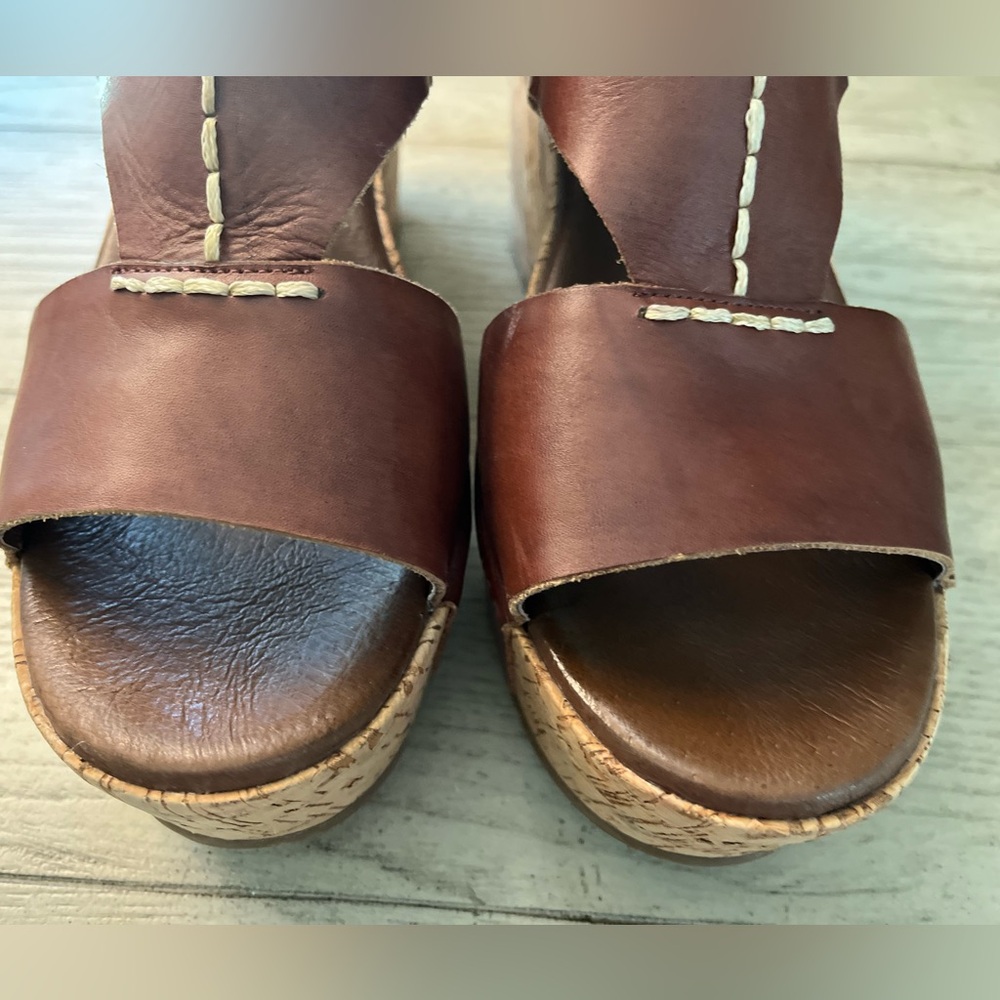 Antelope Leather & Cork Wedge Sandals - Picture 8 of 10